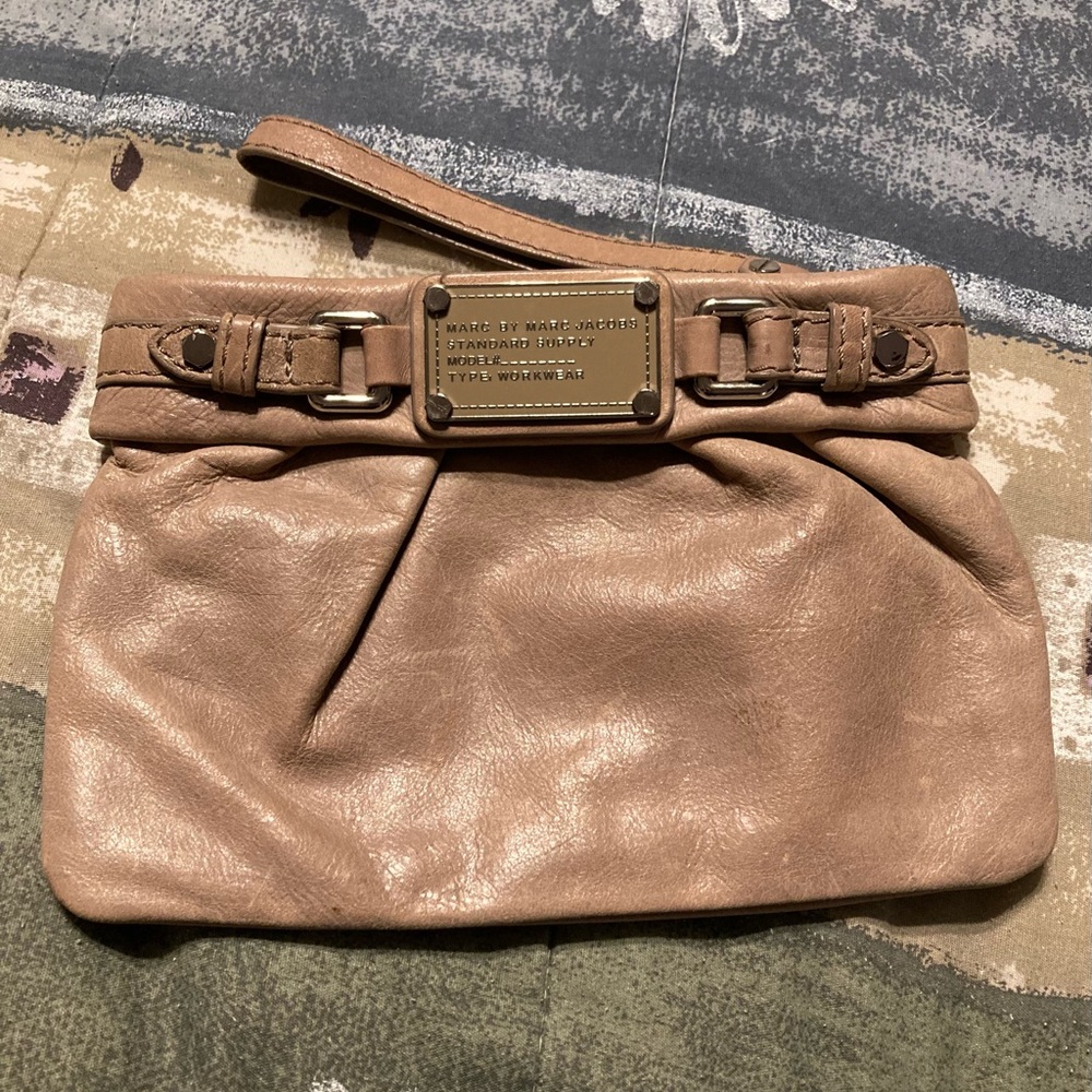 Marc Jacobs Stand Supply Workwear Small Leather Wristlet clutch bag Tan  brown